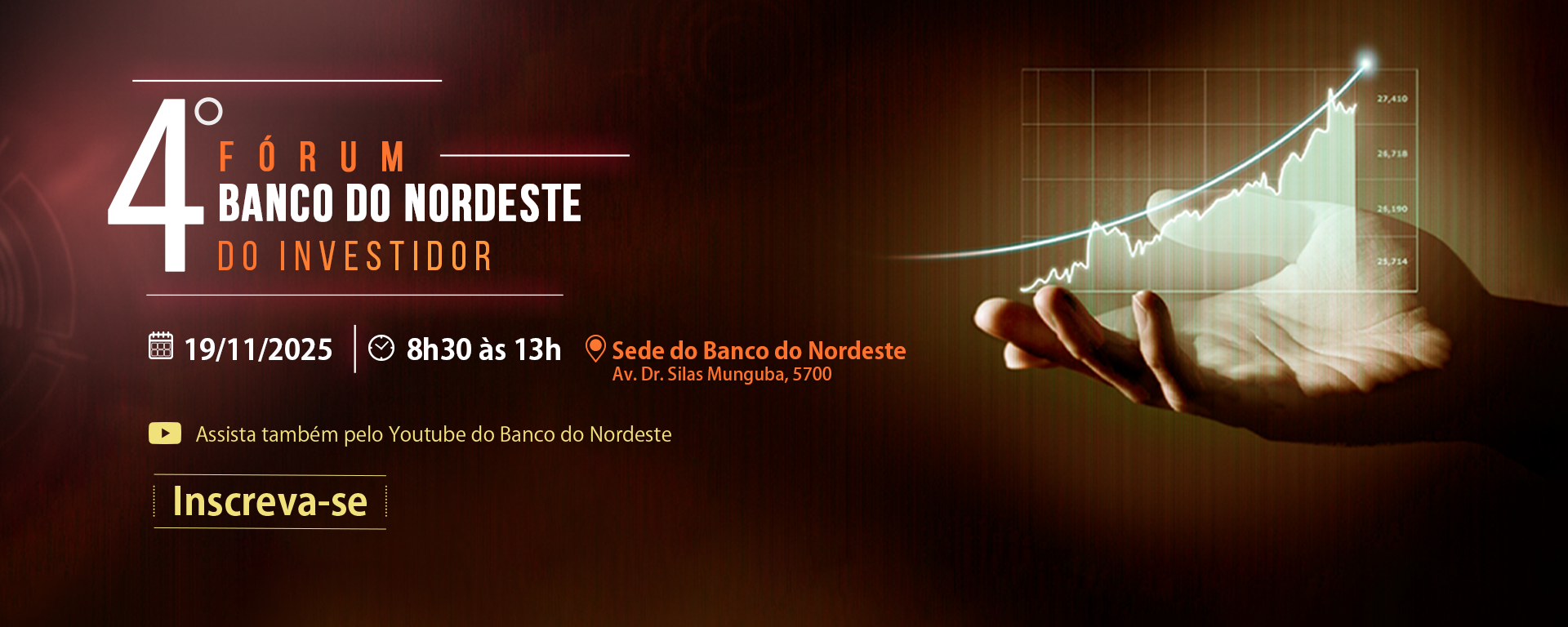 Clique e faça sua inscrição no Fórum do Investidor BNB